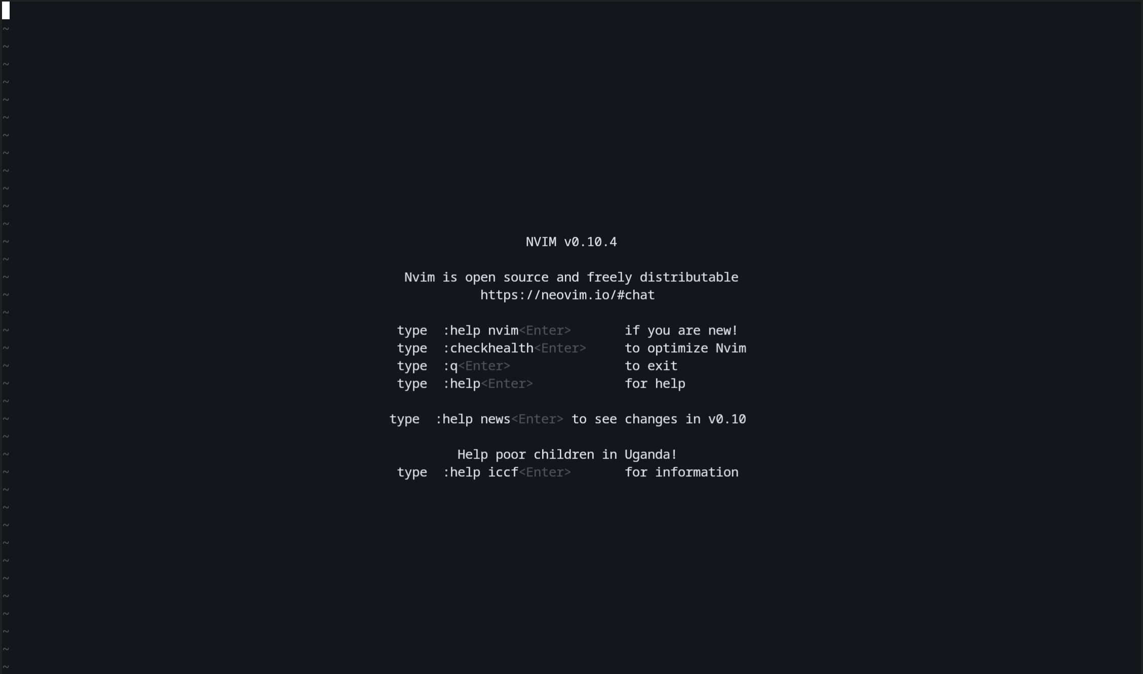 plain, unconfigured nvim